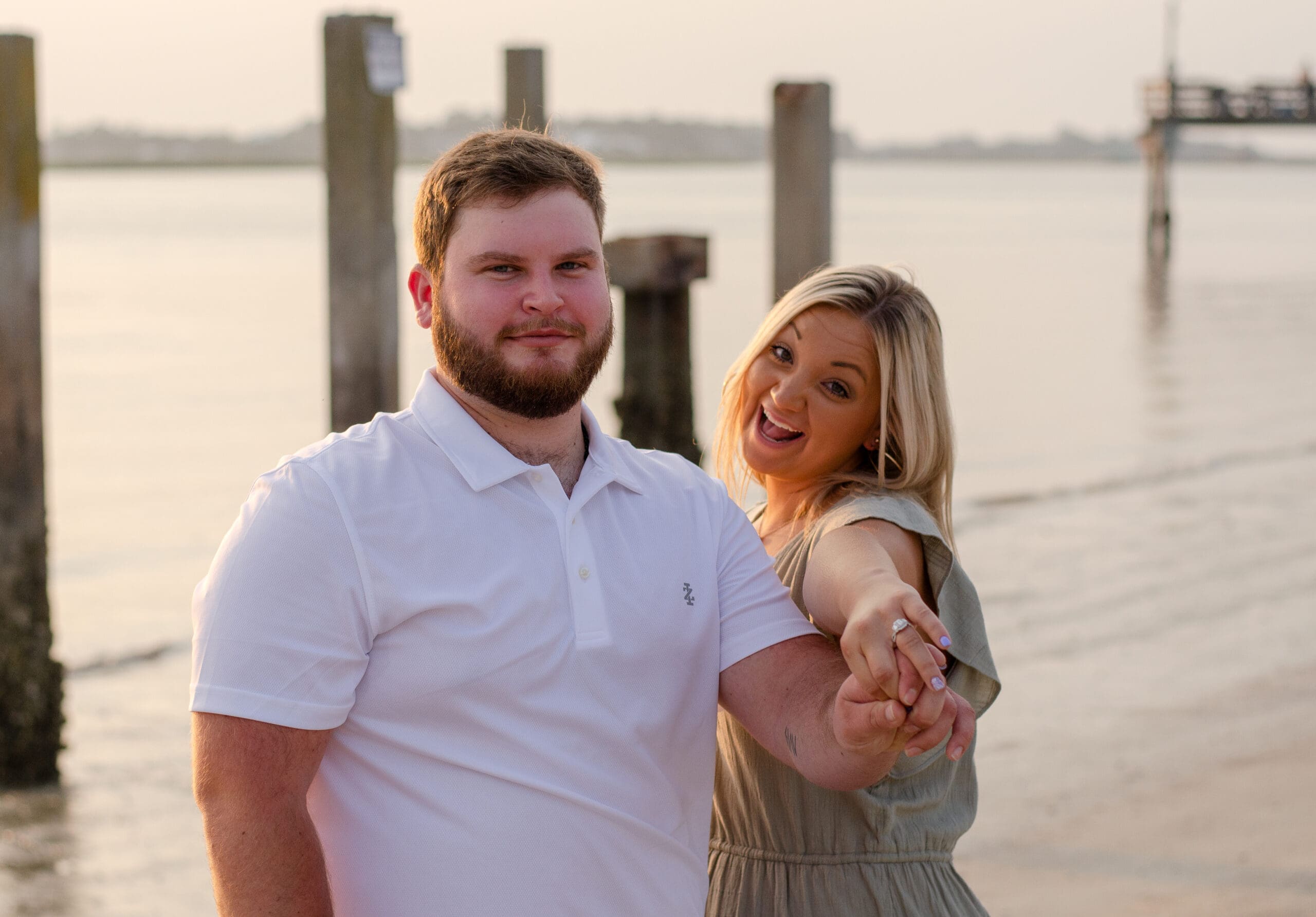 tybee island engagement golden hour